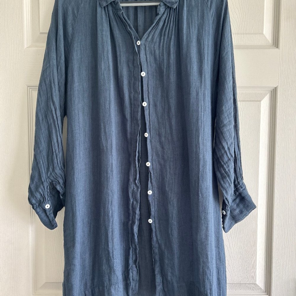 Homefrocks Indigo Linen Dress Size S
